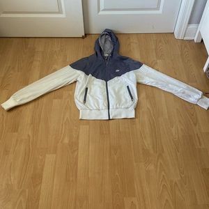 White and grey windbreaker